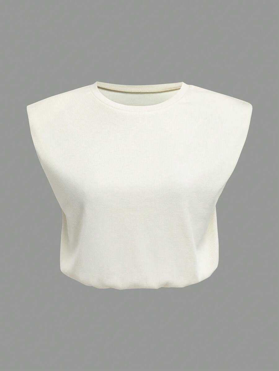 Travachic Áo tank top dệt kim không tay dáng rộng dành cho nữ, thích hợp cho mùa hè. - Màu be - Xem 1