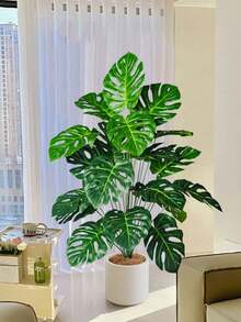 70-100cm Large Artificial Monstera Tree Fake Palm Plants Plastic Turtle Leafs Tropical Artificial Landscape Plants For Home Garden Office Party Wedding Decor, Valentine Day, Gift Gifts Birthday Graduation - Dark Green - View 3
