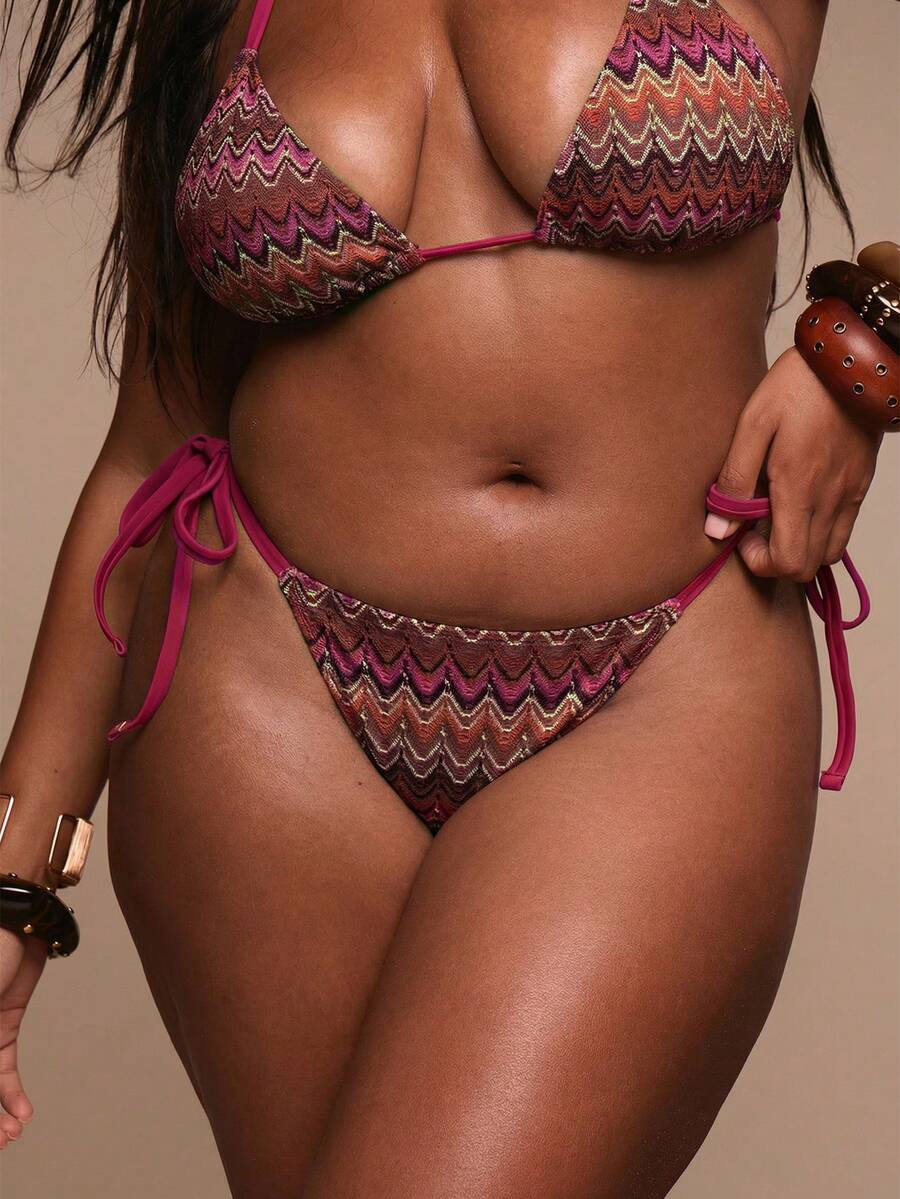 MUSERA Celana Bikini Bergaris Ukuran Besar (Hanya untuk Musim Semi/Panas) untuk Liburan Pantai Paskah/Paskah/Liburan Perjalanan Elegan Pakaian Renang Pantai Terra Sol - Berwarna merah muda - View 1