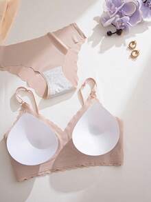 8pcs Comfortable Wavy Edge Jelly Gel Tape Removable Strap Seamless Bra Set - Multicolor - View 4