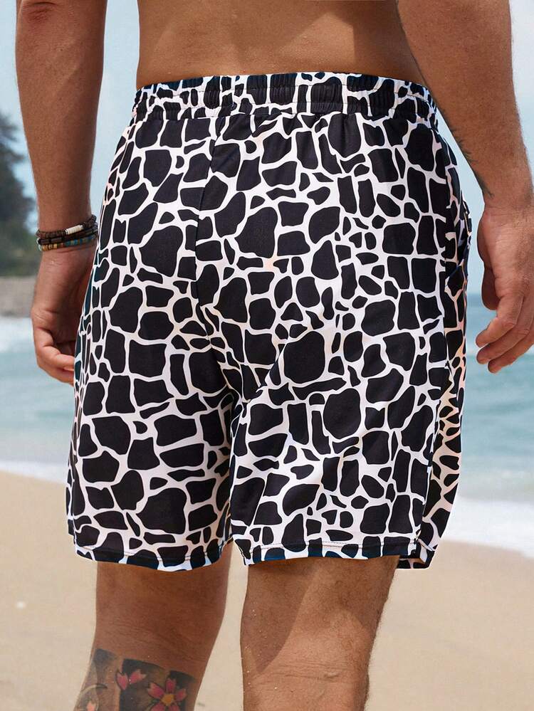 Men's Floral Print Elastic Waist Shorts, Summer
