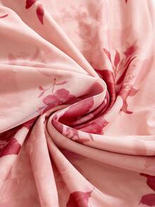 ROMWE Fairycore Women's Floral Print Pleated Casual Party Dress - Dusty Pink - View 4