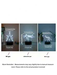 1个枪形3D夜灯，7色触控灯，创意礼物，彩色夜灯，USB供电，适用于游戏室、圣诞派对、生日派对、卧室、桌面装饰，礼品 - 多色 - 查看 4