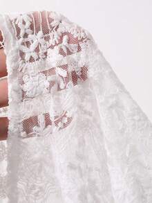 DAZY Áo khoác vest nữ mùa hè dáng rộng, không tay, cổ chữ V, chất liệu ren jacquard, kiểu dáng thường ngày, thích hợp cho kỳ nghỉ. - Màu be - Xem 8