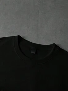 PAVTROS Men's Letter Embroidery Round Neck Short Sleeve T-Shirt, Versatile, Holiday - Black - View 5
