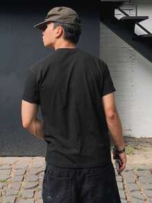 DAZY 男士夏季黑色短袖字母印花T恤 - 黑色 - 查看 2