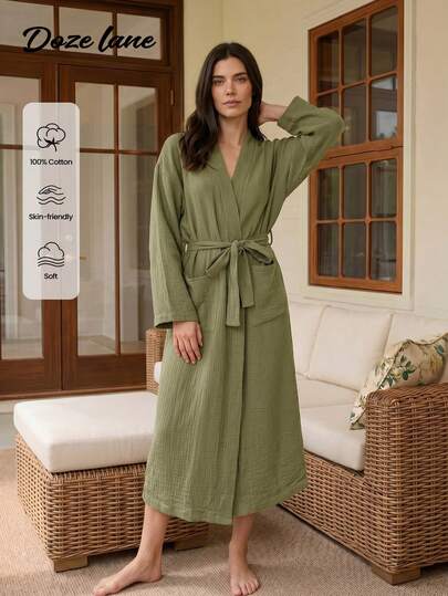 Doze Lane Comfortable Cotton Soft Robe Sleepwear For Women, Cozy Outfit, Fall & Winter