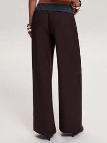 SHEIN BAE Pantalones casuales de moda para mujer con diseño de rayas y parches - Multicolor - Ver 2