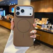 Luxury Bright Fluorescence Liquid Silicone Case Compatible With IPhone 17 Air 16 15 14 13 12 17 Pro Max Plus For Magnetic Soft Cover - Brown - View 27