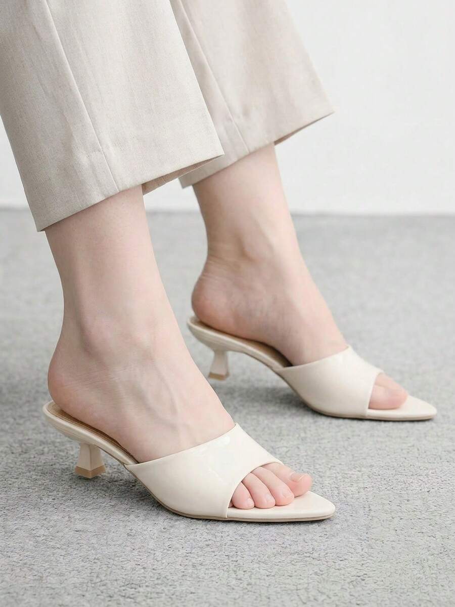 CUCCOO BIZCHIC Giày sandal cao gót thời trang nữ, kiểu dáng nhẹ nhàng với khóa cài bằng da bóng, phù hợp cho cả bốn mùa, đi làm hàng ngày, lễ hội, dã ngoại, công sở. - Gạo nếp trắng - Xem 1