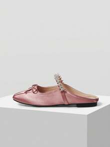 MOTF Bailarinas Mary Jane con punta cuadrada y detalles de strass para zapatos de Navidad y primavera - Polvo profundo - Ver 3