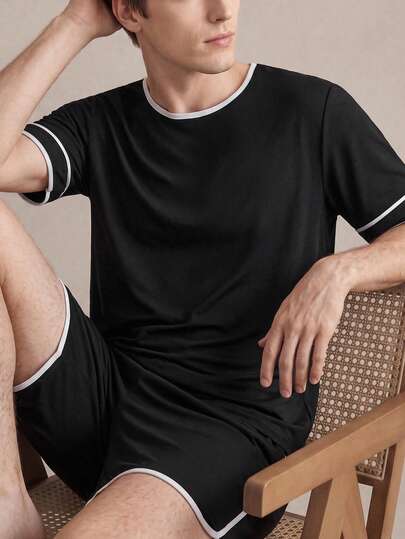 EverLounge Men's Casual Contrast Color Loungewear Set