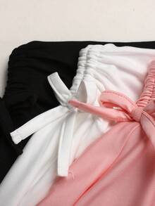SHEIN 3件套少女针织纯色裙裤休闲运动套装 - 彩色 - 查看 4
