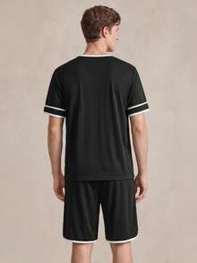 EverLounge Conjunto de ropa de estar en casa casual con contraste de color para hombres - Blanco y Negro - Ver 2