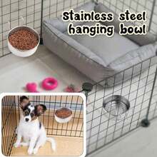 Stainless Steel Cat/Dog Feeders & Waterers, Detachable Hanging Cage Bowls For Teddy Dogs & Small Pets - silver - View 7