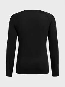 EASEVO Plus Size Men's Solid Color Round Neck Fitted Casual Rash Guard, Daily Wear & Sun Protection, Vacation, Father's Day Gifts - Black - View 4