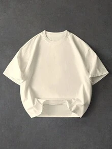 PAVTROS Camiseta de manga corta con cuello redondo y bordado de letras para hombre, versátil, para vacaciones - Albaricoque - Ver 2