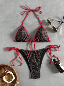 Swim Mod Bộ bikini hai mảnh in họa tiết chấm bi nhiệt đới dành cho nữ, thích hợp cho kỳ nghỉ thường ngày. - Nhiều màu - Xem 3