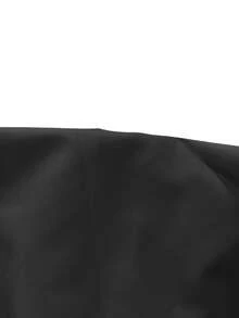 SHEIN Raffinéa 女士优雅休闲纯色3D立体花卉不对称下摆抹胸上衣 - 黑色 - 查看 7