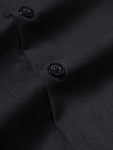 STYNVO Camisa de manga corta con estampado de letras de solapa única para hombre, uso casual - Negro - Ver 5