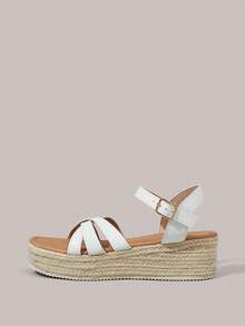 Giày sandal đế xuồng Styleloop dành cho nữ, màu trơn, chất liệu vải canvas, kiểu dáng thường ngày, phong cách Bohemian, retro Pháp, thích hợp cho các lễ hội âm nhạc, tiệc tùng, du lịch, mùa hè, đồ dùng cần thiết khi đi du lịch. - Màu trắng 2 - Xem 8
