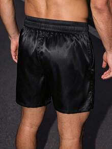SLATEMANN Pantalones cortos casuales de unicolor para hombres, versátiles para verano, vacaciones - Negro - Ver 2