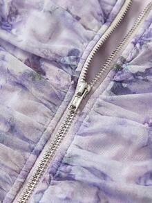 SHEIN MOD Atasan Wanita Ukuran Plus Modis Elegan dengan Hem Melengkung dan Bahu Terbuka - Purple - View 4