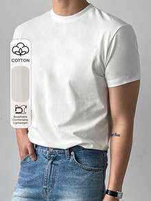 DAZY Áo thun nam ngắn tay cổ tròn thường ngày mùa hè - trắng - Xem 5