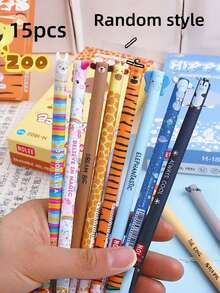 Bộ 10/15 bút bi xóa được hình động vật ngẫu nhiên, bút gel xanh 0.7mm có thể thu gọn, viết trơn tru, thích hợp cho ghi chú bài vở, quà tặng Giáng sinh/Lễ tình nhân. - Nhiều màu - Xem 12