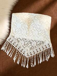 GlowEve Women's Summer Vacation Lace Fringe Hem Bandeau Top - White - View 1