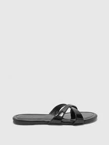 CUCCOO BIZCHIC Sandalias elegantes de verano con espejo negro para damas - Negro - Ver 6