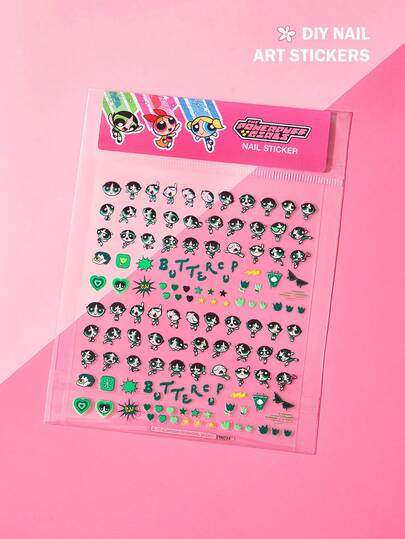 THE POWERPUFF GIRLS X SHEIN Cartoon Superhero Girls Nail Stickers, Cute Character Water Decals, Multi-Use As Nail Art, Water Bottle, Stationery & Notebook Stickers,DIY,Y2K