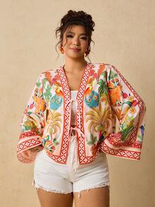 Travachic Plus Size Tropical Print Casual Vacation Shirt - Multicolor - View 5