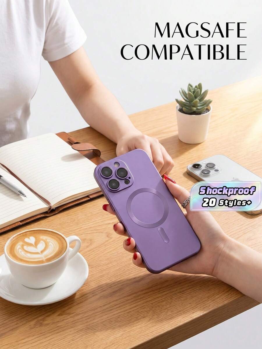 Luxury For Magnetic Case Compatible With IP 17 Air 16 E 15 14 13 Pro Max Plus – Soft TPU Material, Shock-Absorbing Protection Case With Scratch-Resistant Ultra-Fine Fiber Lining, Protective Case. - Purple - View 1