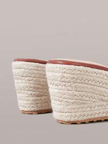 Styleloop Giày nữ, màu nâu, giày rơm đan bằng dây gai dầu, dép đế xuồng, giày bohemian giúp tăng chiều cao cho kỳ nghỉ. - màu nâu - Xem 6