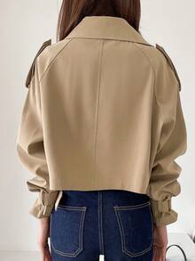 DAZY Epaulettes Design Raglan Sleeve Trench Coat,Fall Clothes Women Jacket - Khaki - View 2