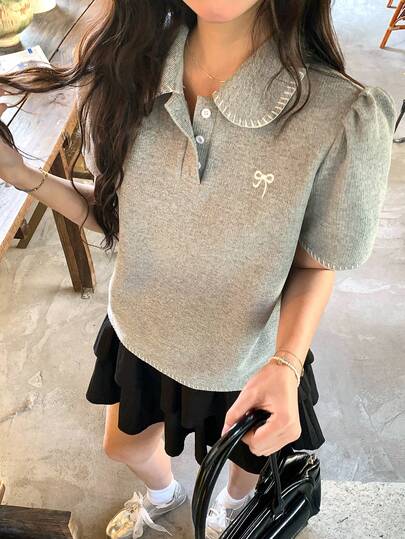 DAZY Women's Casual Collared Short Sleeve T-Shirt