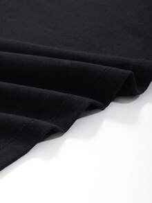DAZY Hombres Camiseta algodón unicolor de manga raglán - Negro - Ver 4