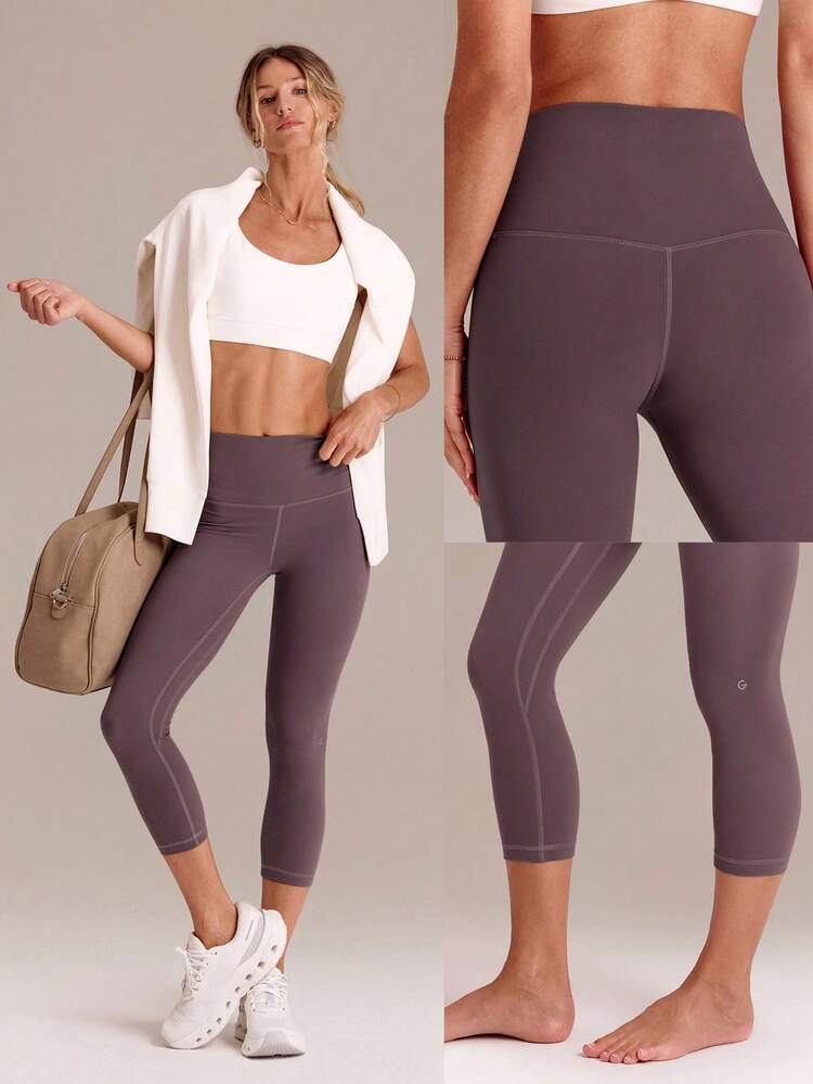 21" FeatherFit™ Capris Yoga Pilates Leggings Buttery Soft Non See-Through Tummy Control Gym Tights   With Hidden Pocket At Waist Spring Summer