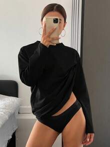 Livesso Women's Casual Round Neck Black Long Sleeve Simple T-Shirt Top , New Arrival For Autumn,Fall Women Clothes - Black - View 10