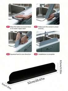 1pc Durable Silicone Splash Guard , Kitchen Sink Splash Protector, Water-Resistant Barrier To Prevent Spills, Protects Countertops From Water Stains, Suitable For Home And Professional Use In Kitchen And Lab Sinks, Basins And Bowls (Please Read Installation Instructions Carefully, Improper Installation May Cause Instability) - View 12
