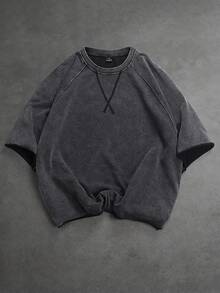SLATEMANN Áo thun nam cổ tròn tay raglan ngắn tay kiểu dáng thường ngày - màu đen - Xem 2