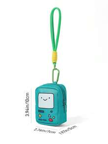 ADVENTURE TIME X SHEIN 1個雙面表情復古遊戲機造型迷你PU皮革零錢包，可愛鑰匙圈收納袋附手腕帶，小巧便攜硬幣收納包，適合遊戲愛好者與卡通迷的完美禮物 - 綠色1 - 查看 7