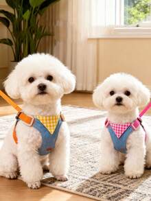 PETSIN 1 Set Tali dan Harness Anjing Tipe Rompi, Tali Jalan Bernapas untuk Anjing Teddy, Bichon, Pomeranian, Ukuran Sedang dan Kecil - MultiWarna - View 5