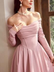 Vintamour Đầm nữ cỡ lớn kiểu vintage thanh lịch có túi, cổ tim, trễ vai, xếp ly, đầm dự tiệc thường ngày, đầm hè cho nữ, trang phục hè cho nữ, quần áo hè, trang phục nghỉ hè, trang phục mùa xuân cho nữ, đầm mùa xuân cho nữ, trang phục nghỉ xuân cho nữ, quần áo mùa xuân cho nữ, quần áo mùa xuân cho nữ, đầm ngày Valentine cho nữ, trang phục ngày Valentine cho nữ, đầm thanh lịch dự tiệc, đầm dự đám cưới. - Hồng - Xem 1