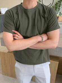 DAZY Men's Raglan Sleeve Plain T Shirt For Summer Easter - Green - View 3