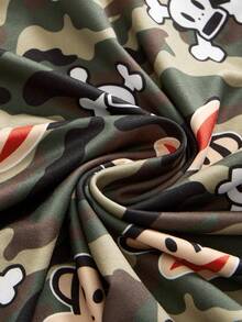 Paul Frank X ROMWE Plus Size Cartoon & Camouflage Print Fitted Summer Punk Graphic Muscle Tank Top - White - View 4