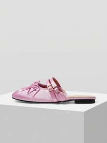 MOTF PREMIUM FASHIONABLE VINTAGE COMFORTABLE CASUAL BOW DECOR FLATS FOR CHRISTMAS SPRING SHOES - Baby Pink - View 3