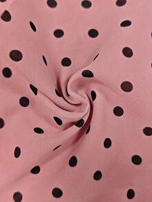 RosyDaze Women's Fashionable French Polka Dot Chiffon Blouse, Intellectual Elegant Short Sleeve Ruffle Design Shirt For Summer - Pink - View 3