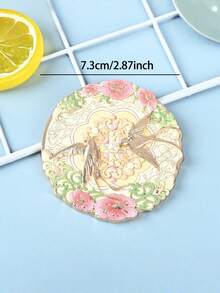 1/2 Pcs Chinese Style Round Makeup Mirror, Enamel Craft Vanity Mirror With Floral And Bird Pattern, Portable Cosmetic Mirror With Protective Sleeve For Home Decor Gift - Multicolor - View 3